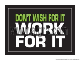 Don't Wish for it Work for it 18" x 24" Laminated Inspirational Poster