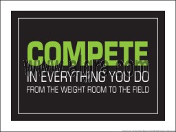 Compete in everything you do from the weight room to the field 18" x 24" Laminated Motivational Poster