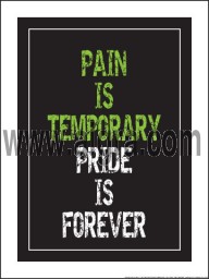 Pain is Temporary Pride is Forever 18" x 24" Laminated Motivational Poster