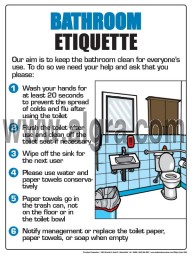 Bathroom Etiquette V2 Poster 12" X 16" Poster