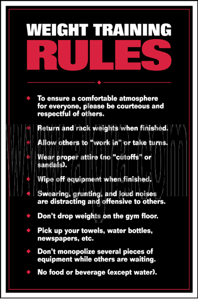 Weight Training Rules Poster 
