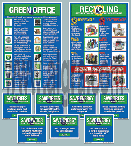 Green Office Poster Set