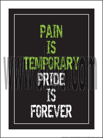 Pain is Temporary Pride is Forever 18" x 24" Laminated Motivational Poster