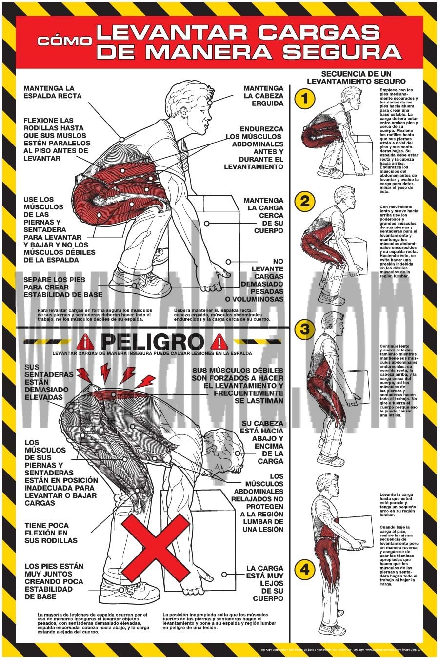 How to lift Safely 24 x 36 Poster Spanish
