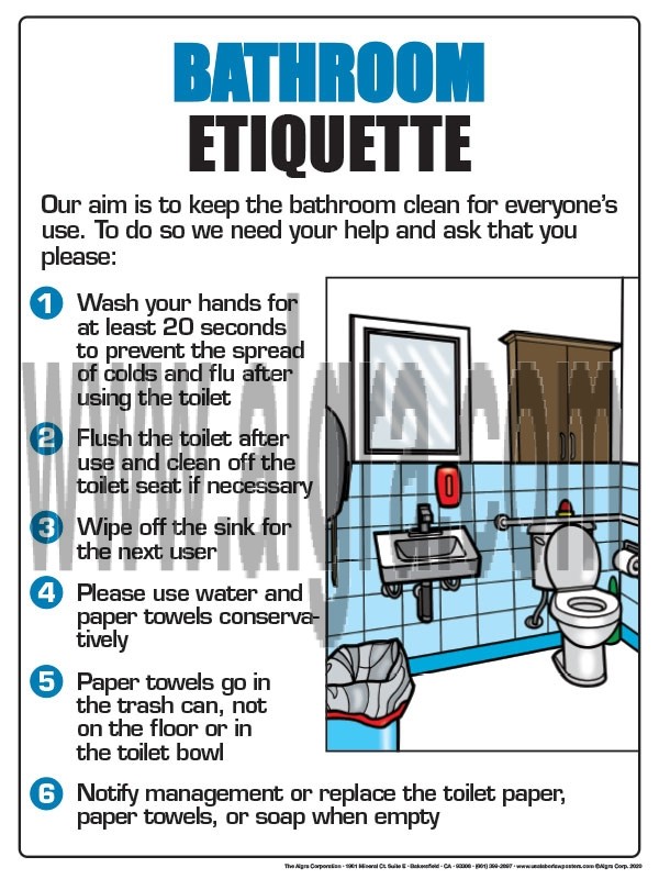 Bathroom Etiquette V2 Poster 12" X 16" Poster