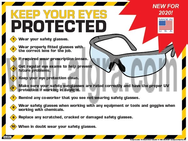 Keep Your Eyes Protected 18" x 24" Laminated Poster Safety Glasses