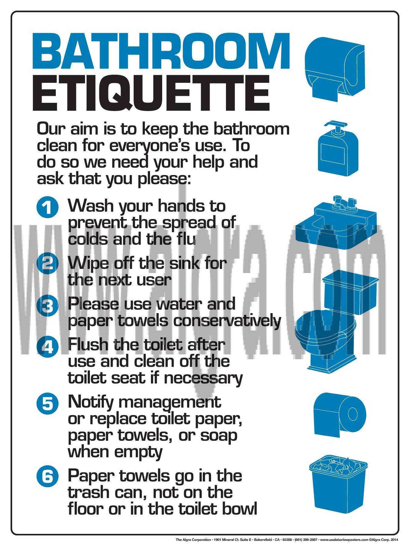 Bathroom Etiquette Poster 12" X 16" Poster