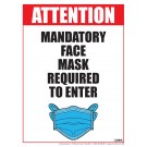 Mandatory Face Mask Required to Enter Poster 12" x 16" Laminated 