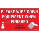 Wipe Down Equipment Sticker