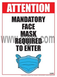 Mandatory Face Mask Required to Enter Poster 12" x 16" Laminated 